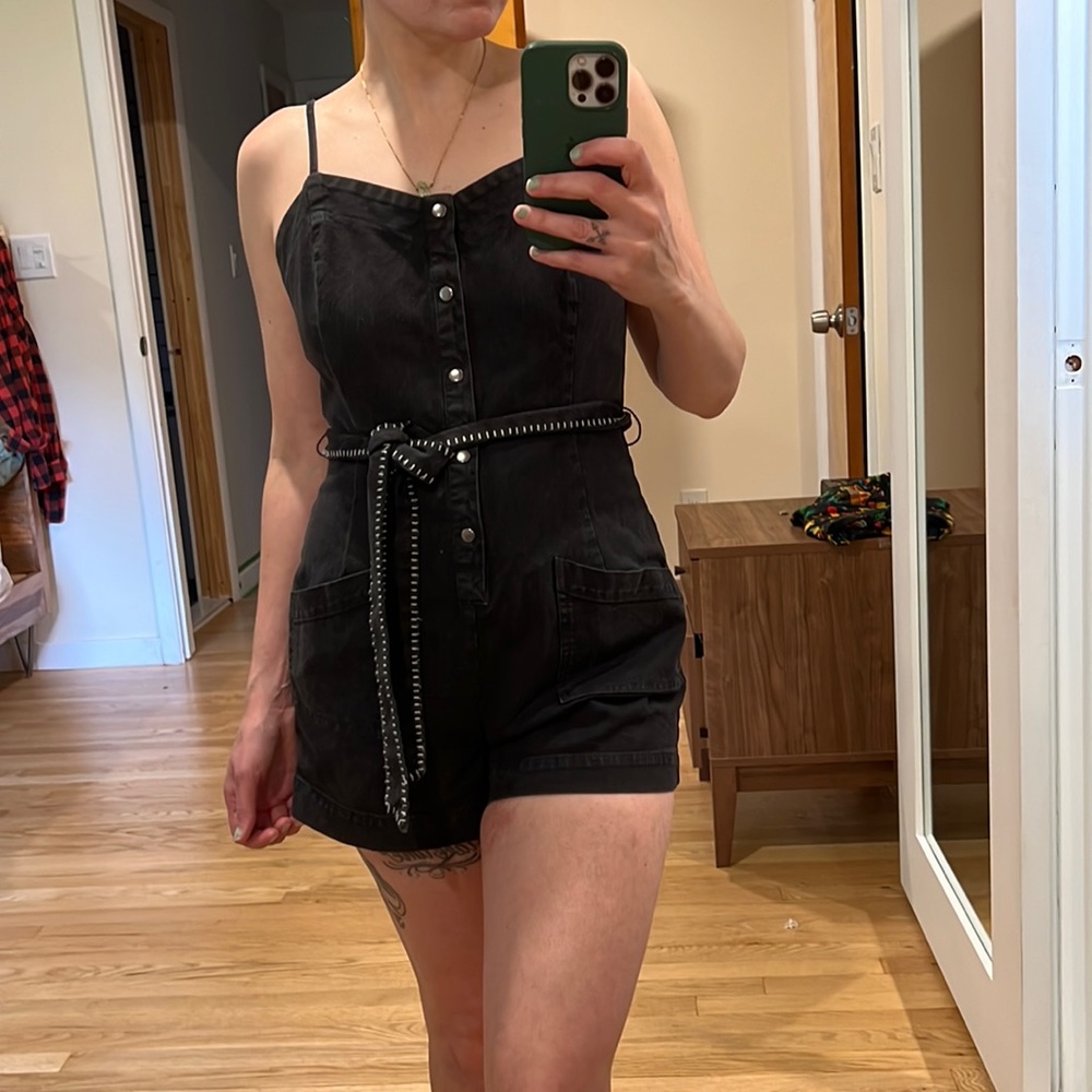 Splendid black denim romper small
